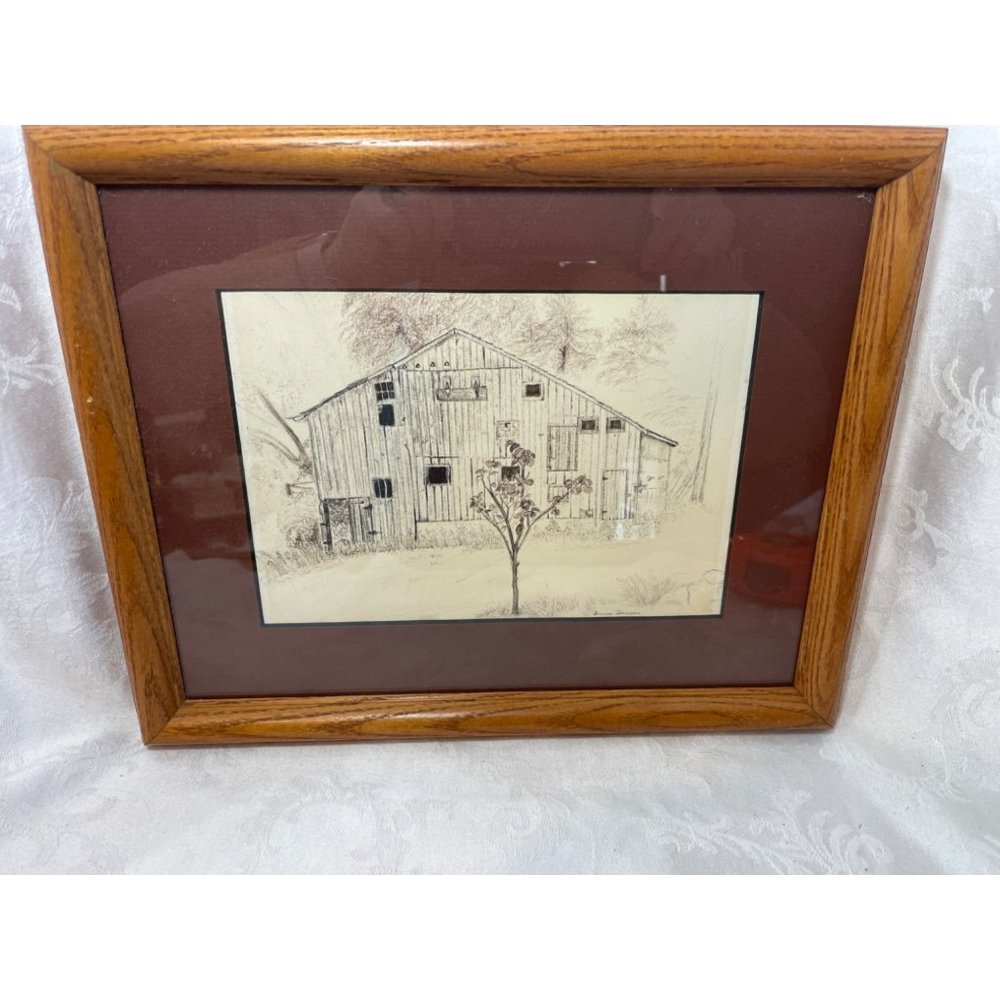 Original Signed Pencil Sketch by Joanne Johnson Old Barn